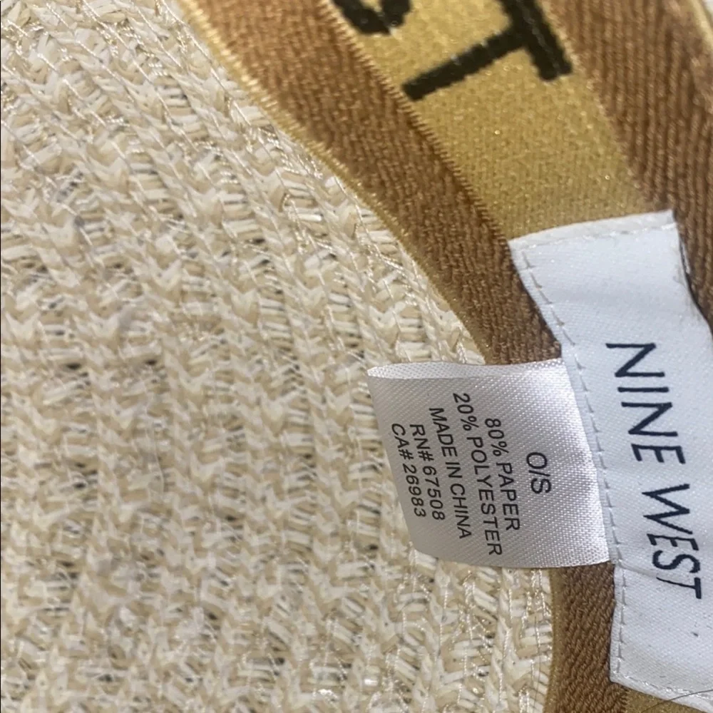 *Nine West- Elegant Cream Wide-Brimmed Hat - grommet & scarf detail